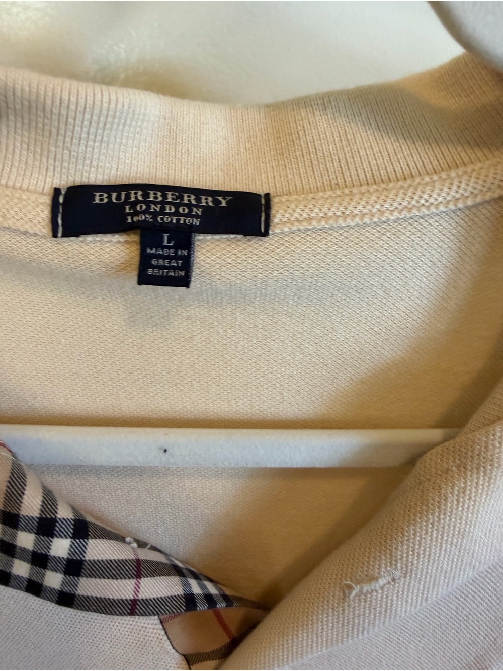 Burberry Beige Polo with Signature Check Placket - Picture 4 of 7